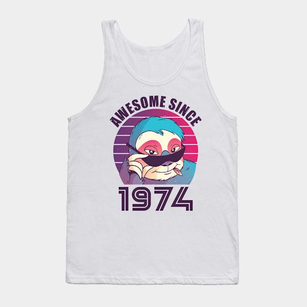 Awesome Since 1974 50th Birthday Sloth Gift Tank Top by qwertydesigns